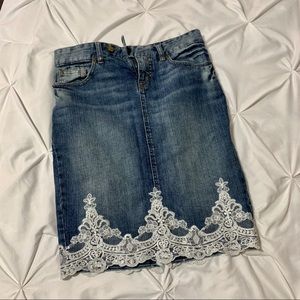 *The Limited* Vintage Denim Embroider Pencil Skirt